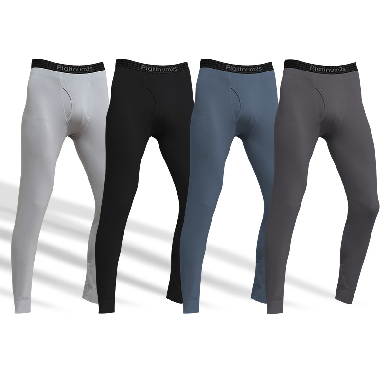 Nueva mezcla de algodón Mo otoño e invierno leggings sin costuras para hombres pantalones cálidos de color sólido delgado pantalones largos delgados