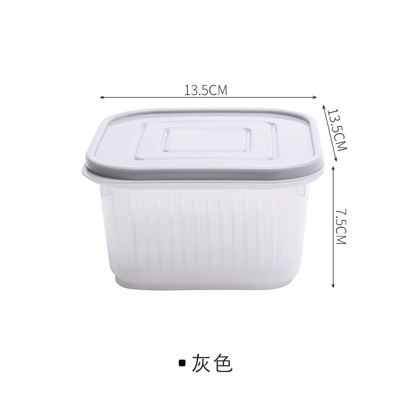 Caja de preservación de chips de jengibre de cebolla verde con tapa caja de almacenamiento de drenaje refrigerador caja de almacenamiento de frutas vegetales cocina tanque de sellado cuadrado