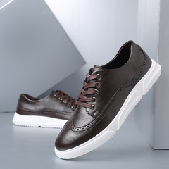 New men's large size casual shoes, fashionable Korean style British sneakers, lace-up brogue retro single shoes, men's shoes