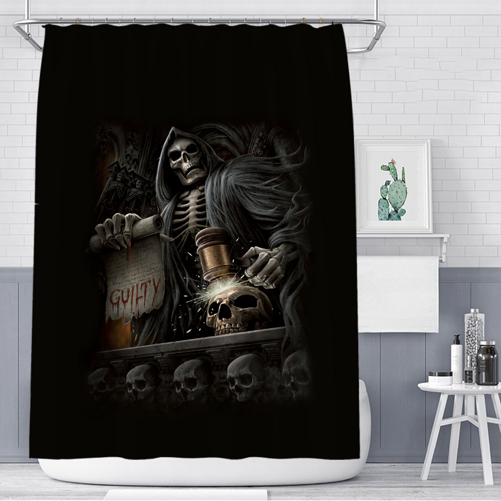 Halloween Cross Border Shower Curtain Horror Skull Shower Curtain Bathroom Curtain Printed Waterproof Polyester Shower Curtain New Product