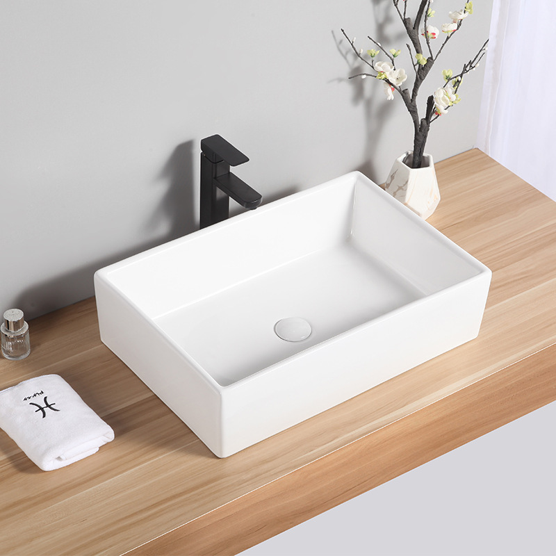 European-Style Ceramic Washbasin, Square Washbasin, Countertop Basin, Hotel Bathroom Washbasin, Large Marble Countertop