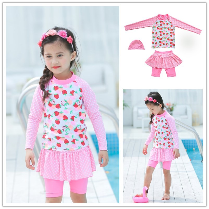 Fuchsia strawberry, long-sleeve, split shorts