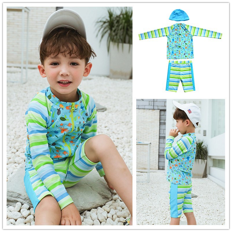 Green cartoon long-sleeve, split trousers