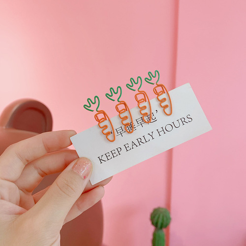 Cartoon cute fruit carrot paper clip white radish note holder simulated white radish paper clip office stationery