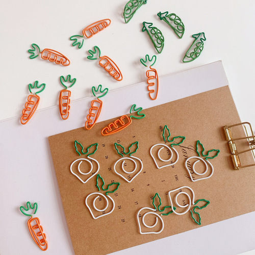Cartoon cute fruit carrot paper clip white radish note holder simulated white radish paper clip office stationery