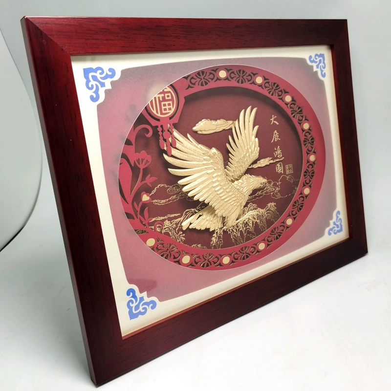 Кадр для показа Хонту Foot Gold Foil Painting Switching Chicken Wing Frame Painting Crafts Crafts Bank Insurance Exhibition Gift Gift Gifts