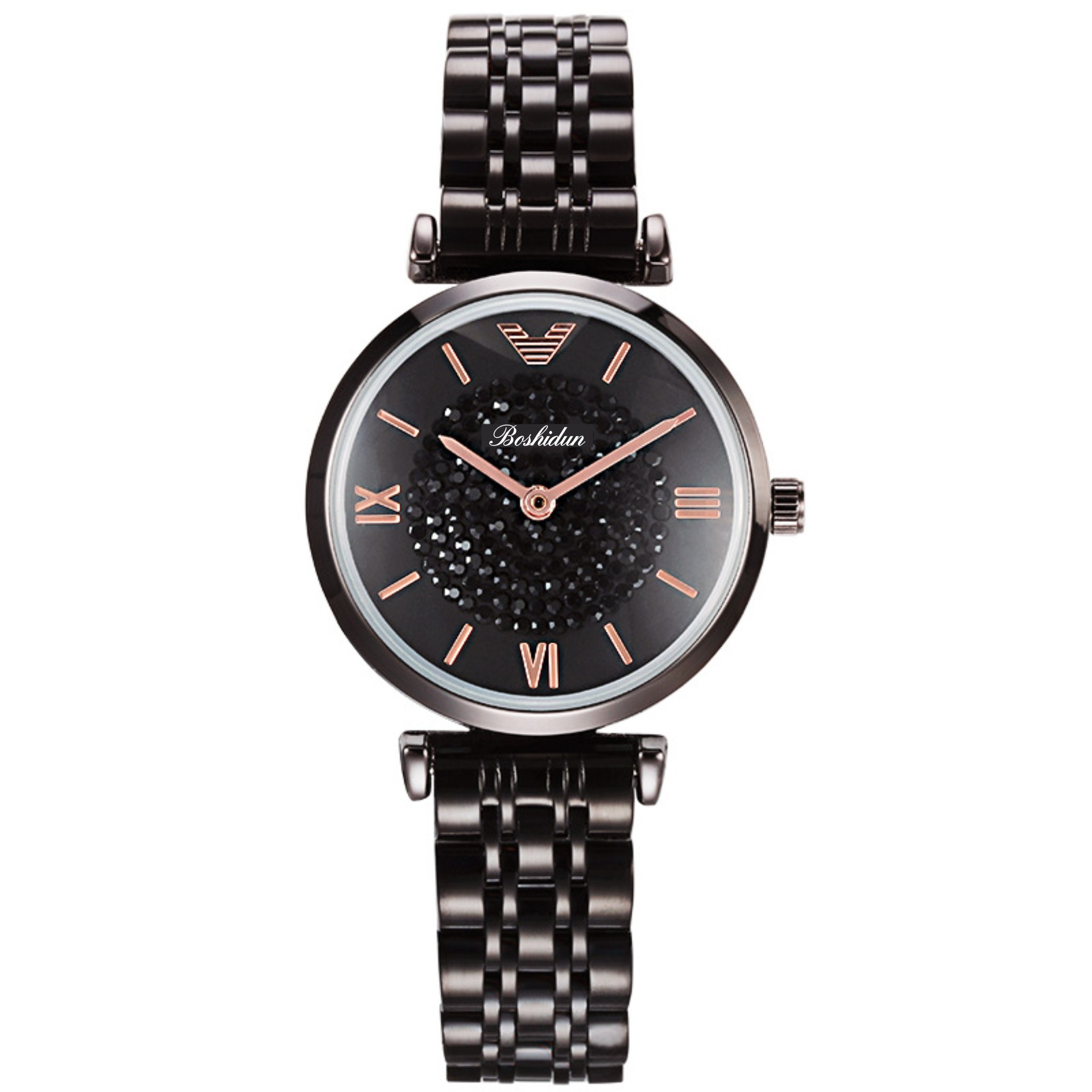 Factory direct black gypsophila watch diamond tide shaking sound net red fine steel belt quartz watch waterproof women's watch