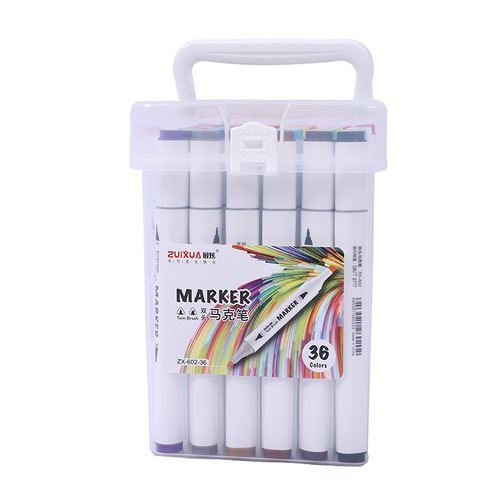 Creative portable boxed marker pen 12 36 48 color double-headed triangle painting brush student coloring hook line marker pen