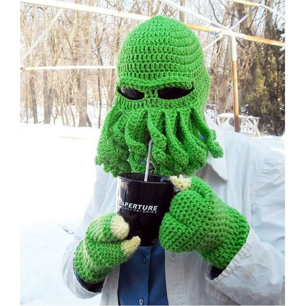Squid Hand Handmade Wool Octopus Hat Face Classes Ski Hat Hand Beard…
