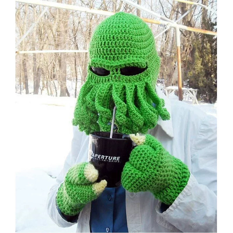 Кисть из шерсти осьминога ручной работы, шапка-осьминог, ski шапка, шапка с бородой, Бич Б Модс