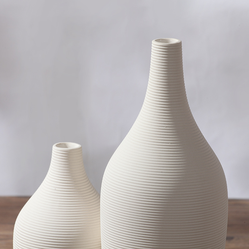 Corea del Sur nuevo estilo chino llano quema cerámica gran florero decoración blanco flor seca arreglo modelo sala de estar decoración suave