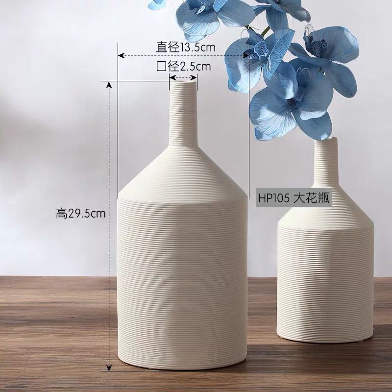 Moderno simple pigmento blanco quema de cerámica florero salón muebles para el hogar adornos modernos artesanías decorativas al por mayor