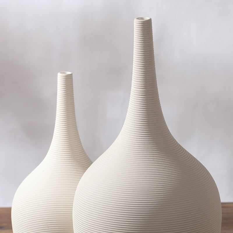 Blanco cerámica pequeño florero moderno minimalista estilo japonés salón decoración del hogar creativo arreglo floral al por mayor