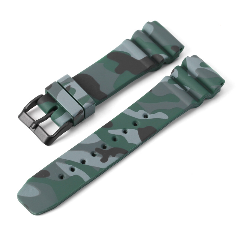 Black button/camouflage green