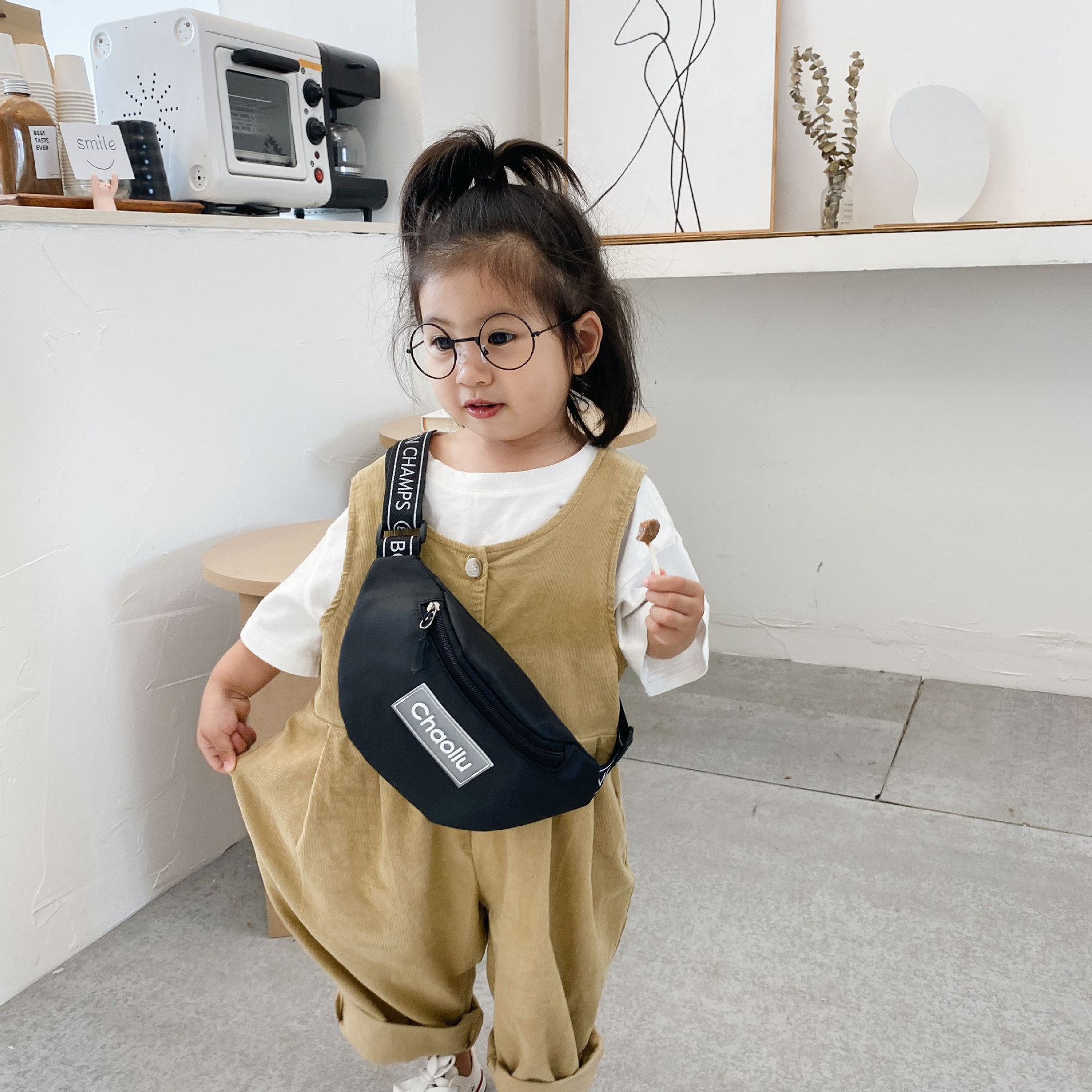 Lienzo lindo bolso de los niños bolsa de mensajero de moda niños y niñas carta pecho bolsa infantil bebé mini bolso de la cintura