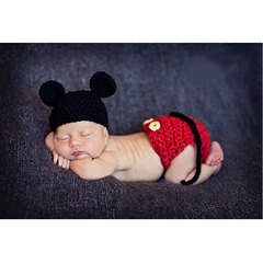 European and American baby hand-knitted baby photography clothes, newborn hand hook suit, versatile suit, Mickey suit