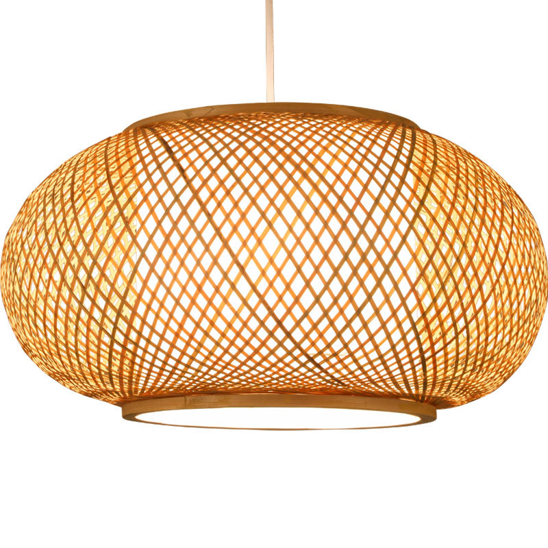 Lámpara tejida de bambú Lámpara de cama y desayuno de estilo chino Lámpara de Casa de Té Lámpara de bambú tejida a mano Restaurante del sudeste asiático Balcón Lámpara de restaurante de olla caliente