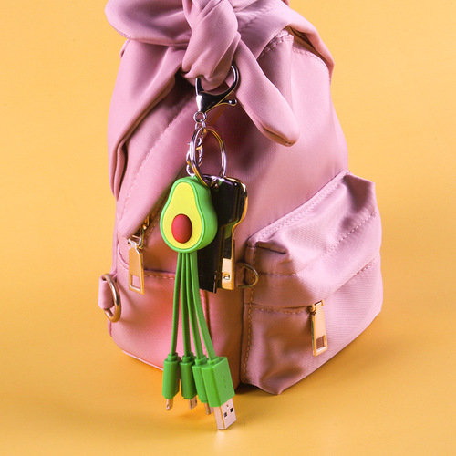 Fresh and Cute Cartoon Data Cable, Avocado Phone Data Cable, Cute Girl Three-in-One Fruit Fast Charging Cable