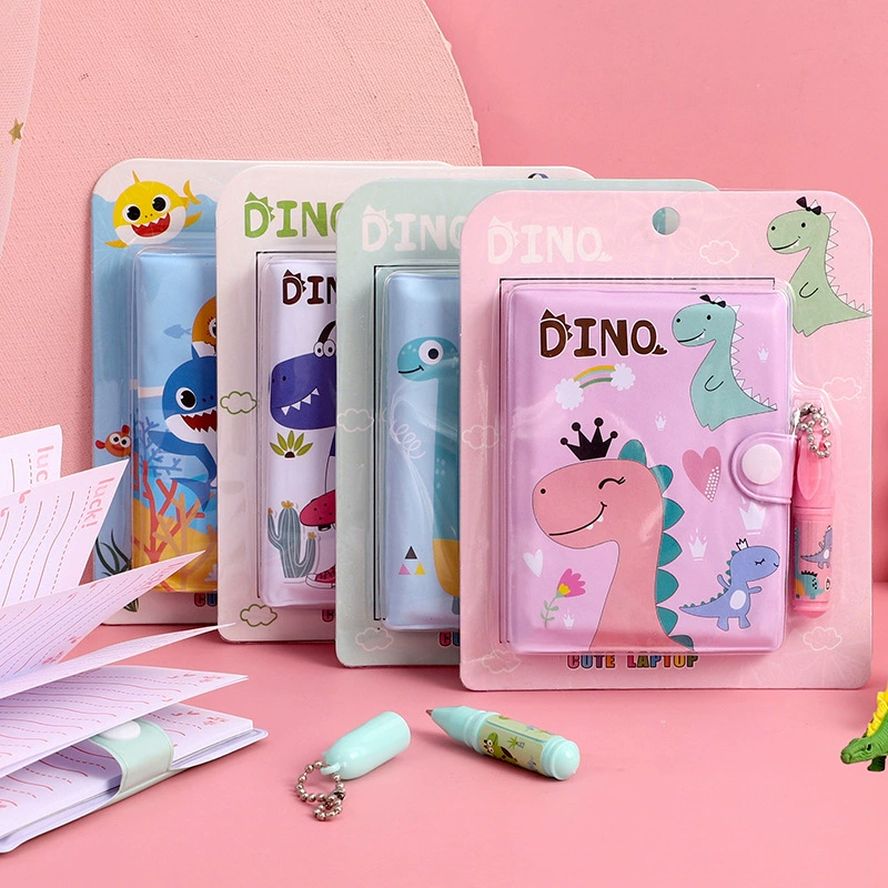 Канцелярский набор (DINO) Cute Mini Laptop Notebook, шариковая ручка и брелок — assorted персонажи