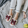 Demi-season slippers with bow, keep warm footwear indoor