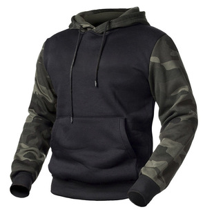 Amazon new men's autumn and winter casual sweater camouflage color matching hooded large size sweater wholesale jacket wish
