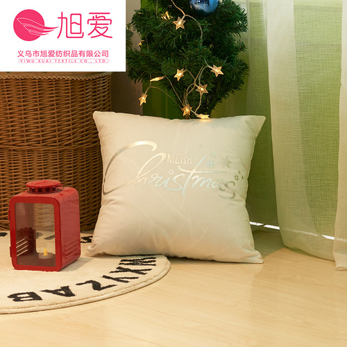  Christmas New Style Laser Silver Plated Velvet Throw Pillow Cover Cross-Border Supply Throw Pillow Cover