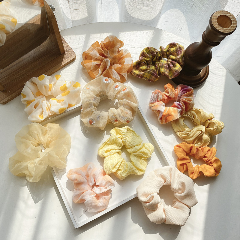 Banda de pelo de intestino grueso de cerdo amarillo suave cuerda de pelo de salchicha gorda Linda femenina Diadema de estilo coreano Banda de pelo de intestino grueso de estilo coreano