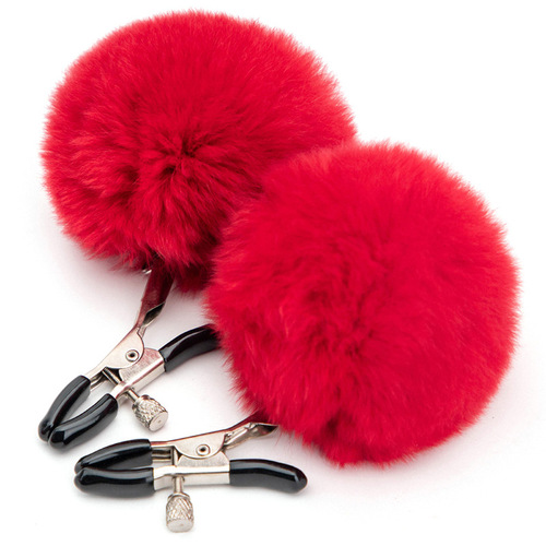 Adult novelty alternative toy rabbit fur ball nipple clip. Mimi teasing toy adult goods wholesale and distribution.
