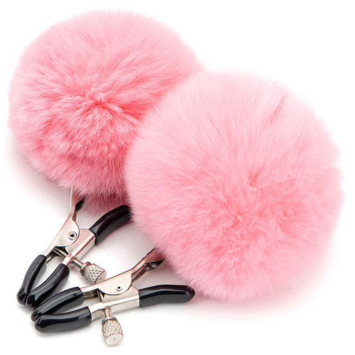 Adult novelty alternative toy rabbit fur ball nipple clip. Mimi teasing toy adult goods wholesale and distribution.