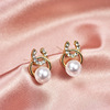 Earrings, fashionable silver needle from pearl, silver 925 sample