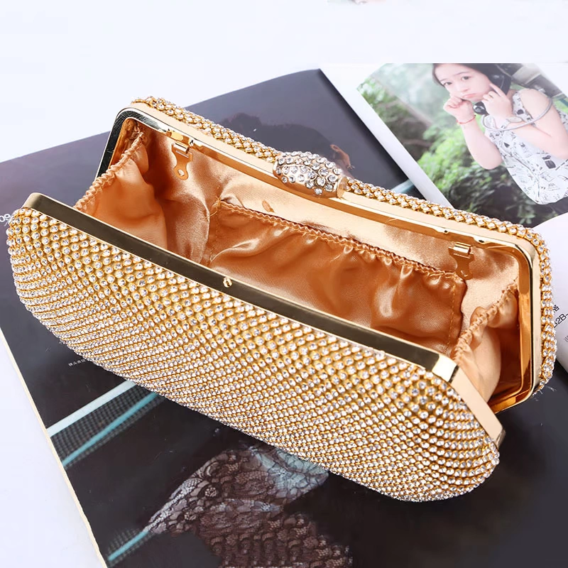 Cross -border overseas trade dinner bag new Austrian crystal evening clothing inlaid drill pure handmade rhinestone holding bags for wholesale