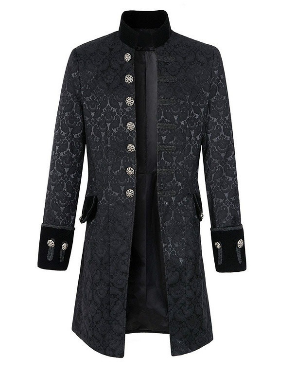 Comercio exterior Venta caliente de los hombres europeos y americanos abrigo ropa medieval color sólido moda Steampunk retro uniforme
