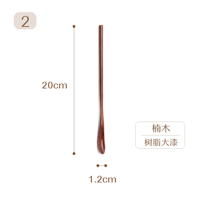 Estilo japonés bobinado mango largo cuchara de madera pintura grande café leche té miel mezcla cuchara vajilla de madera cuchara de sopa imprimible LOGO