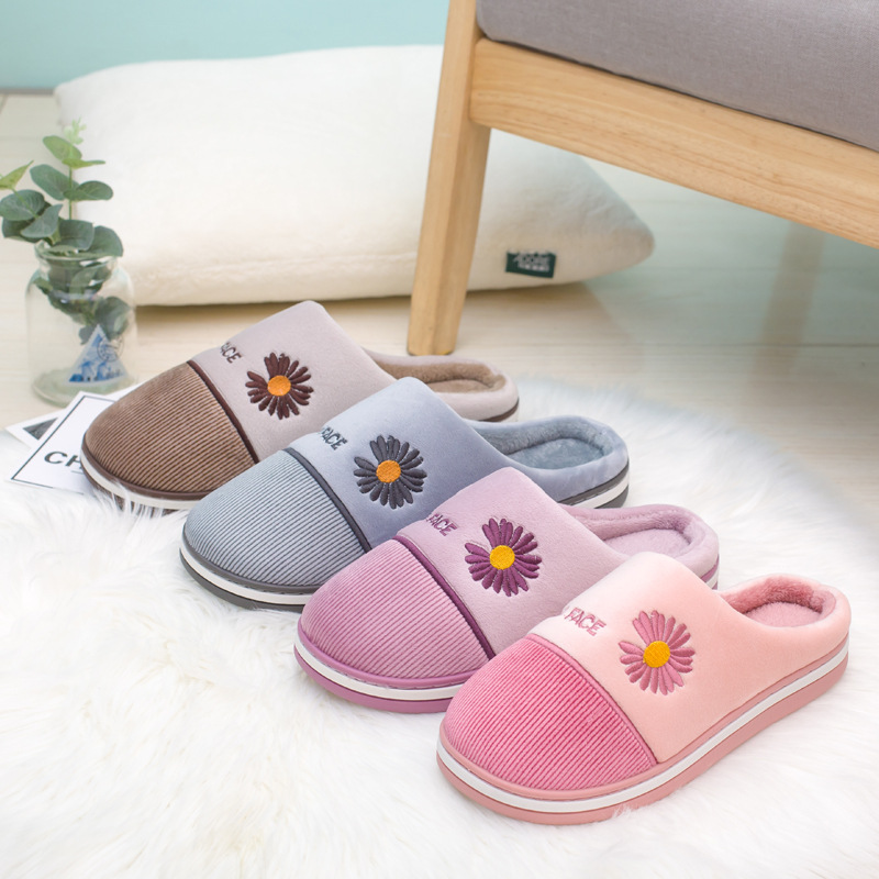 Women's warm cotton slippers home indoor male couples non-slip autumn and winter thick plush cotton slippers manufacturers wholesale