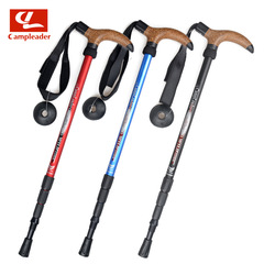 Ultra-light 7075 trekking pole 4-section walking stick T-handle four-section trekking pole walking stick