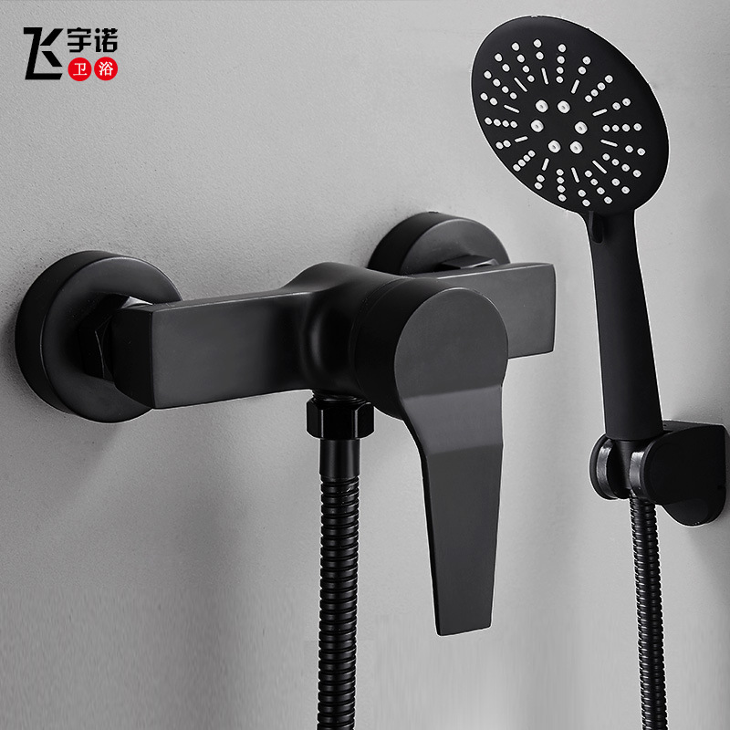 Cabeza de ducha de acero inoxidable negro traje de baño de cuatro bloques sobrealimentado mujer lavado pistola ducha lluvia ducha