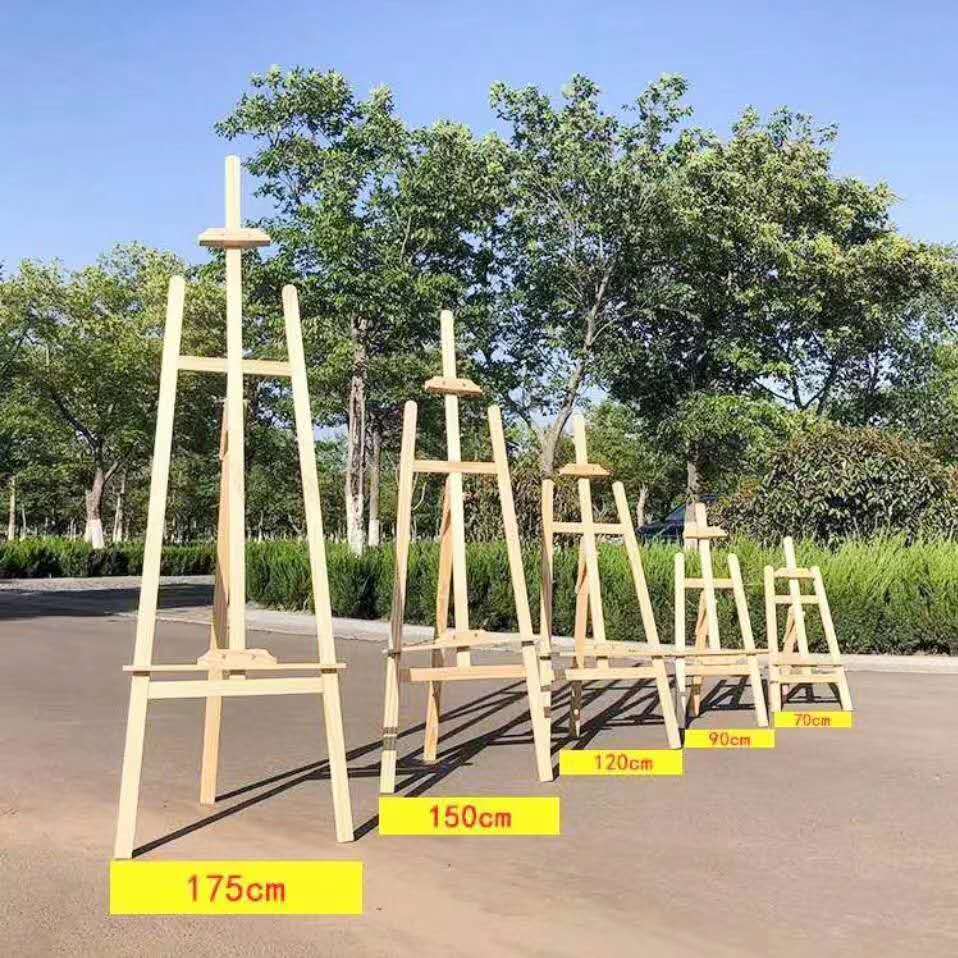 Factory Direct Supply 150cm Yellow Pine Art Easel Pine Beech Wood Liftable Triangle Advertising Wooden Display Stand