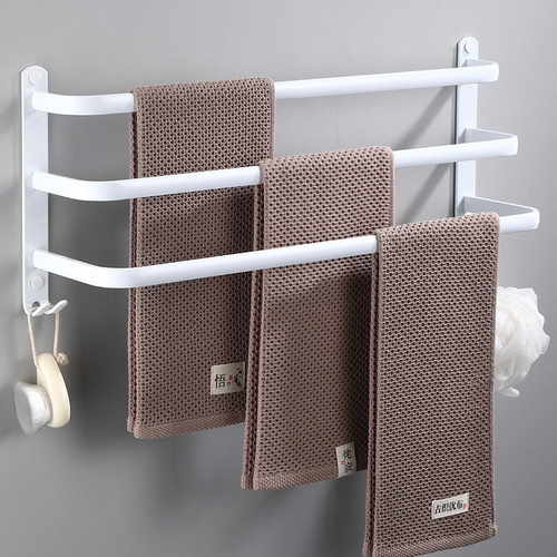 White space aluminum towel rack towel bar bathroom multi-layer hanging rod towel hanging rack three-layer hanging rod bath towel rack