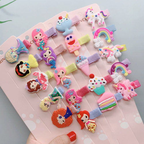 Korean style 5-piece set of children's hair clips that do not harm baby's hair, rainbow crown hair clips, girls' hair clip sets, hair accessories