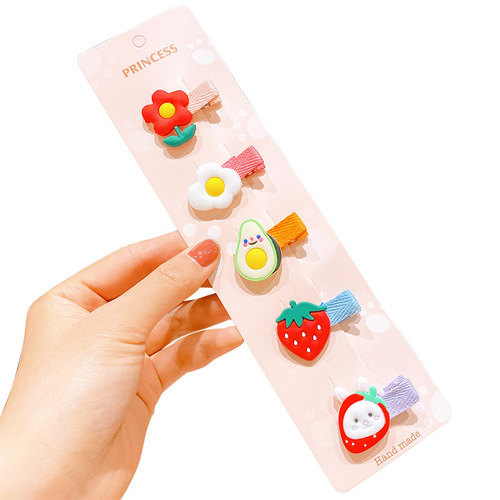 Korean style 5-piece set of children's hair clips that do not harm baby's hair, rainbow crown hair clips, girls' hair clip sets, hair accessories