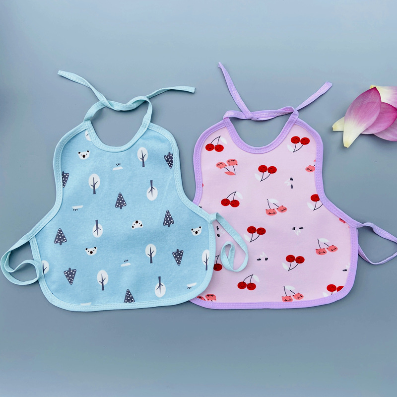 Factory wholesale newborn baby bib increased waterproof apron double lace baby saliva towel vest bib overalls