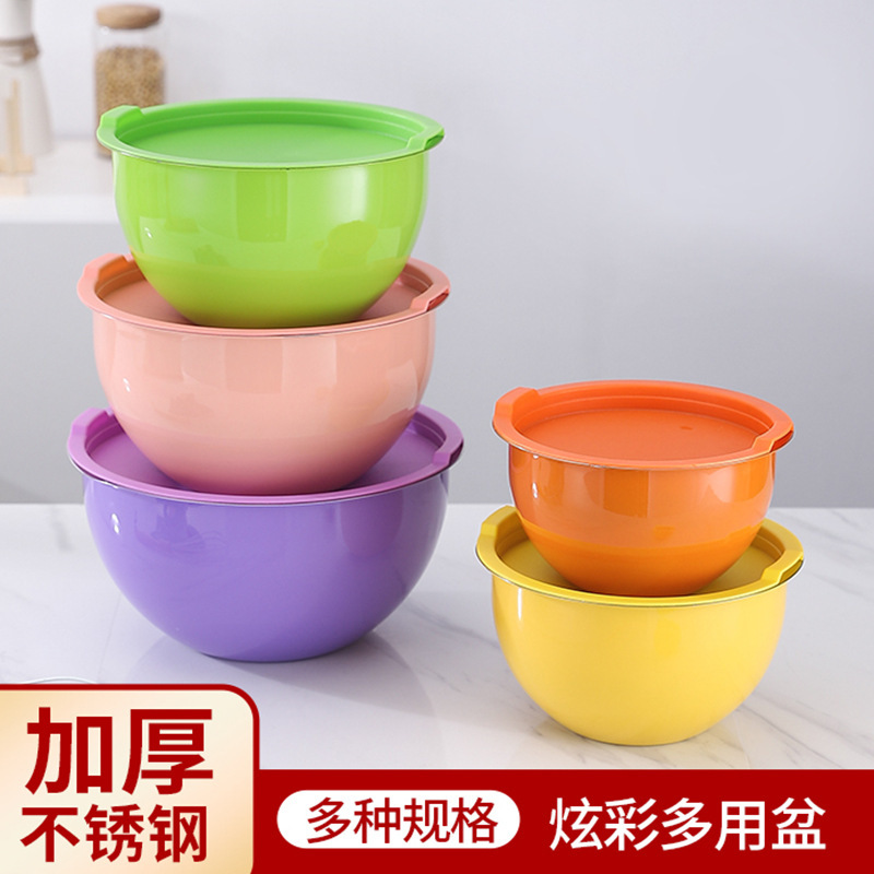Color Stainless Steel Salad Bowl Factory Wholesale Multi-use Color Salad Basin Thickened Household Vegetable Washing Basin Kitchen Eggs Color Stainless Steel Salad Bowl Factory Wholesale Multi-use Color Salad Basin Thickened Household Vegetable Washing Basin Kitchen Eggs