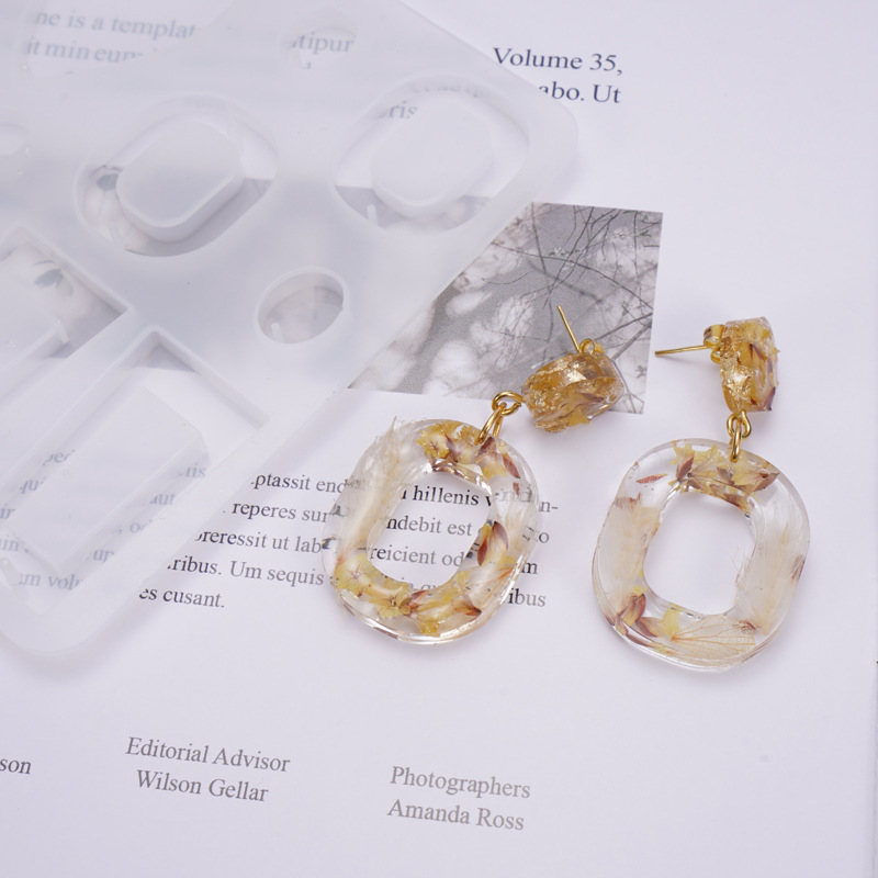 Yu Meiren DIY cristal epoxi molde pendientes de joyería multi-estilo placa entera espejo molde de silicona