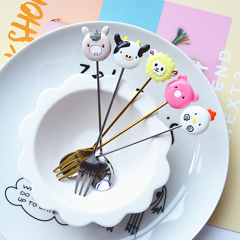 Creative cartoon fruit fork stainless steel