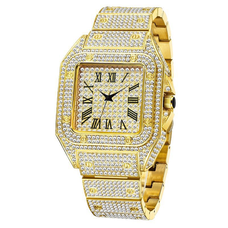 Malishi MISSFOX reloj tarjeta tanque serie cuadrado diamante cuarzo lujo hip hop reloj de hombre