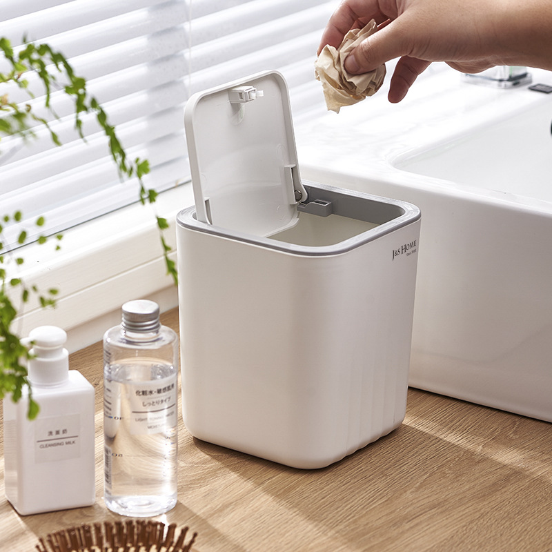 Coche creativo de plástico de escritorio mini bote de basura con tapa Cuarto de baño lavado y tocador Push-tipo bote de basura