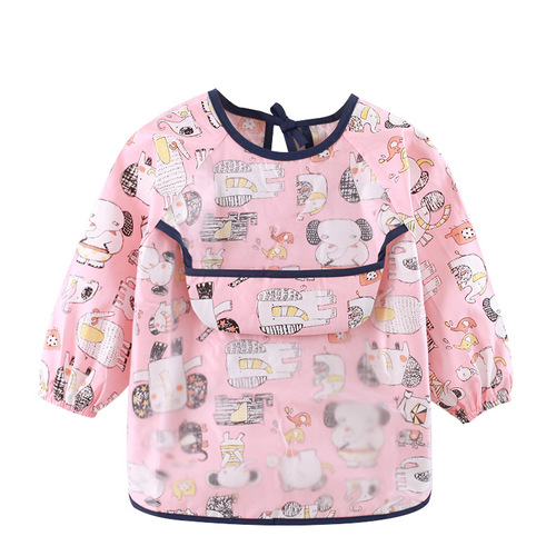 Children's raincoat waterproof long-sleeved anti-clothing baby meal bib cotton children's raincoat infant protection clothing 