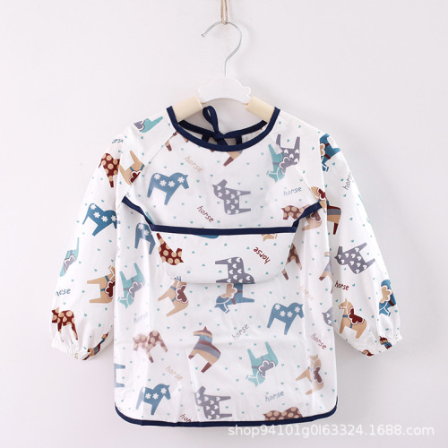 Children's raincoat waterproof long-sleeved anti-clothing baby meal bib cotton children's raincoat infant protection clothing 