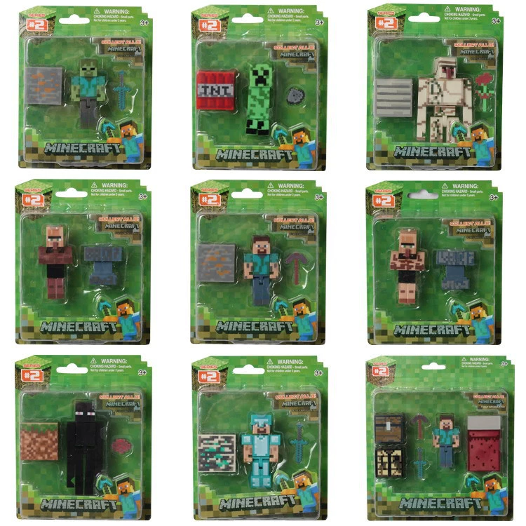 Набор игрушек блочного типа высотой 3 дюйма (My World Toy), 9 фигур коллекционная упаковка, пластик