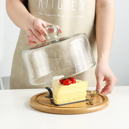 Factory Direct Cake Glass Dome Food Cover Cake Cover Glass Cover Lead-Free Food Grade Transparent Dustproof Cover